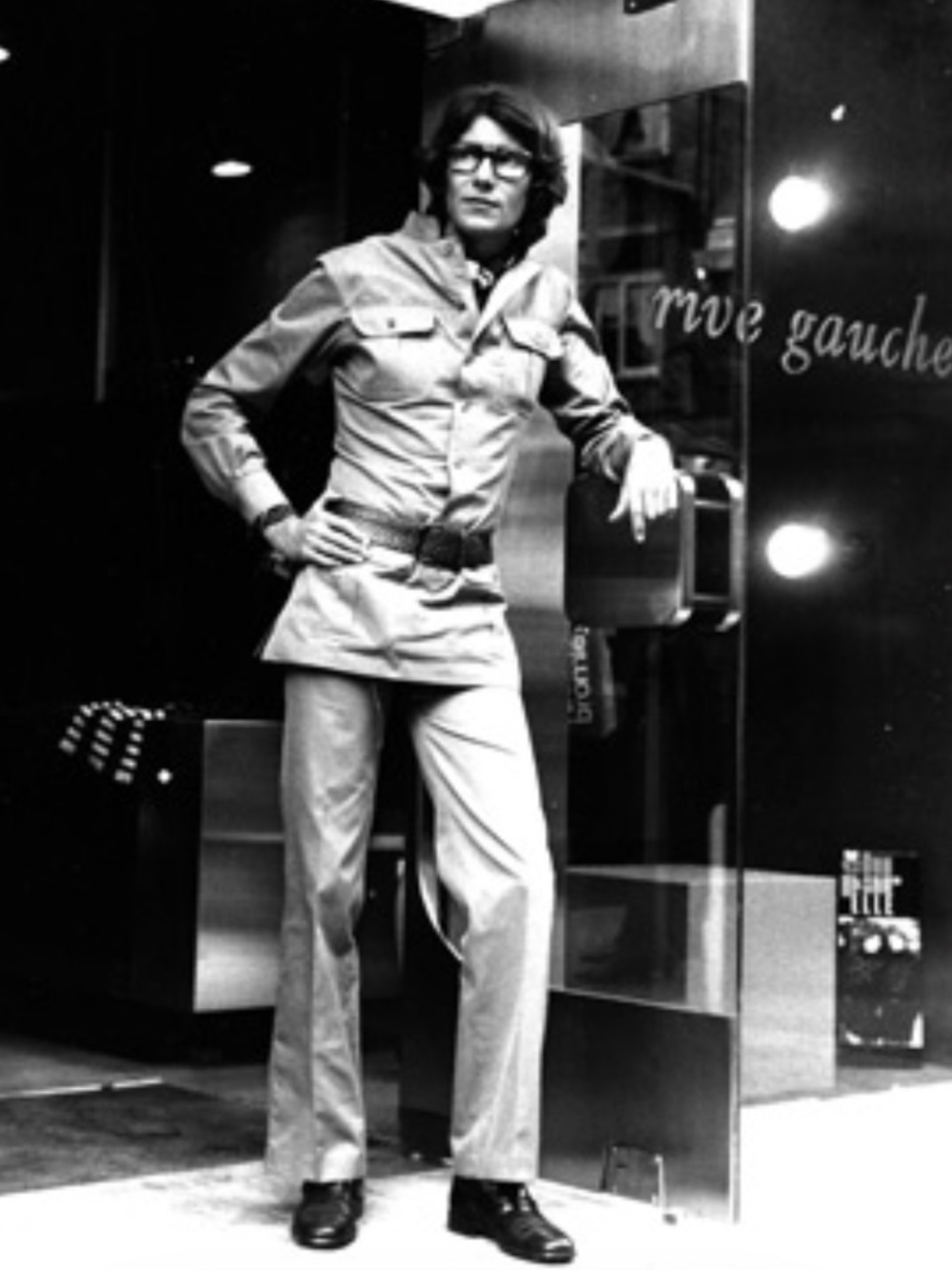 VINTAGE 70s Yves Saint Laurent Mens Khaki Safari Jacket